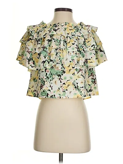 Pre-owned Entro Short Sleeve Blouse In Green