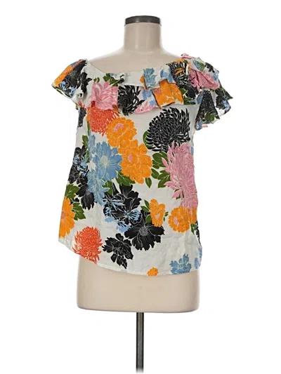 Pre-owned Entro Short Sleeve Blouse In Ivory