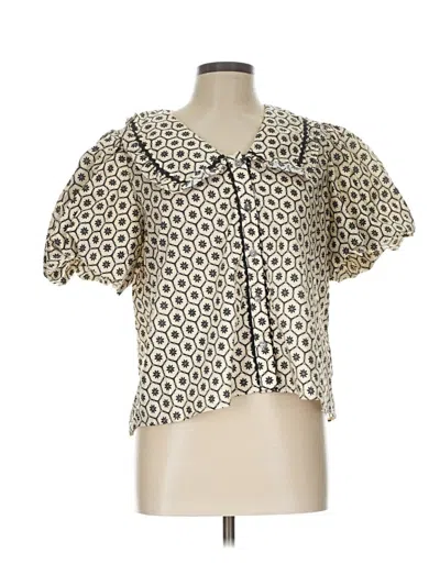Pre-owned Entro Short Sleeve Blouse In Ivory