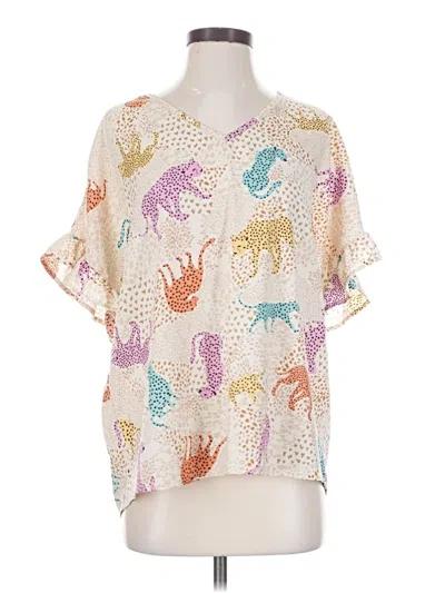 Pre-owned Entro Short Sleeve Blouse In Ivory