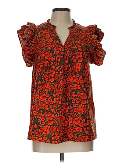 Pre-owned Entro Short Sleeve Blouse In Orange