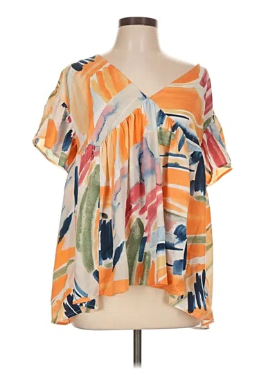 Pre-owned Entro Short Sleeve Blouse In Orange