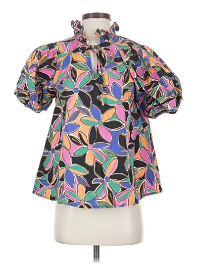 Pre-owned Entro Short Sleeve Blouse In Purple