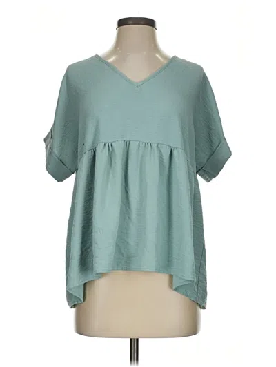 Pre-owned Entro Short Sleeve Blouse In Teal