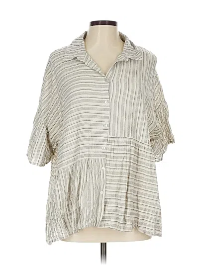 Pre-owned Entro Short Sleeve Blouse In White