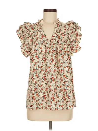 Pre-owned Entro Short Sleeve Blouse In White