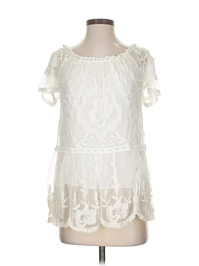 Pre-owned Entro Short Sleeve Blouse In White