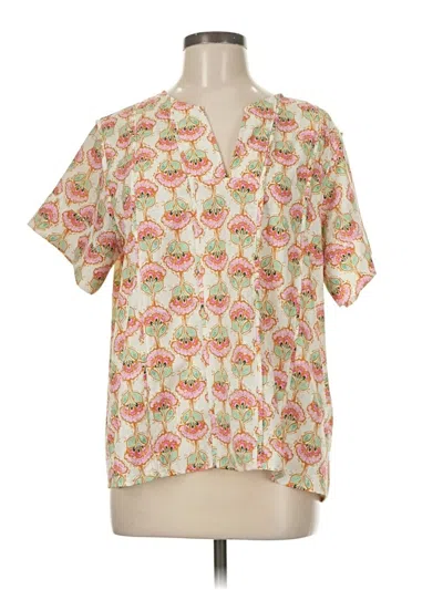 Pre-owned Entro Short Sleeve Blouse In White