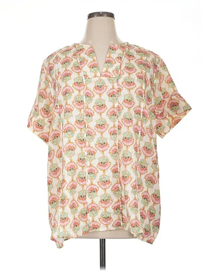 Pre-owned Entro Short Sleeve Blouse In White