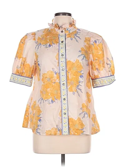 Pre-owned Entro Short Sleeve Blouse In Yellow