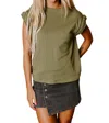 Entro Short Sleeve Braided Twist Top In Olive In Green