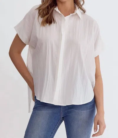 Entro Short Sleeve Flowy Top In Off White