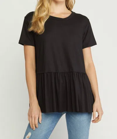 Entro Short Sleeve Peplum Top In Black