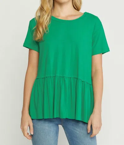 Entro Short Sleeve Peplum Top In Green