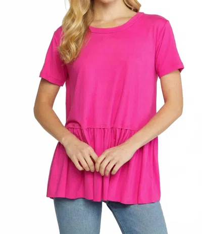 Entro Short Sleeve Tiered Top In Pink