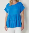 Entro Short Sleeve Tiered Tunic In Blue In Blue