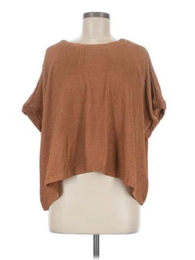 Pre-owned Entro Short Sleeve Top Brown Boatneck Tops