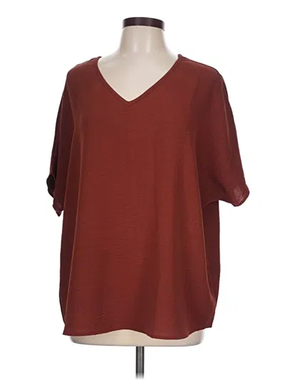 Pre-owned Entro Short Sleeve Top Burgundy V-neck Tops