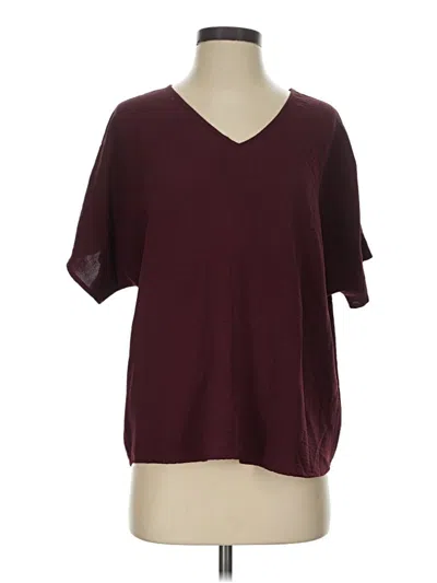 Pre-owned Entro Short Sleeve Top Burgundy V-neck Tops
