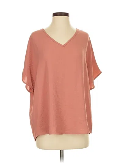Pre-owned Entro Short Sleeve Top Orange V Neck Tops