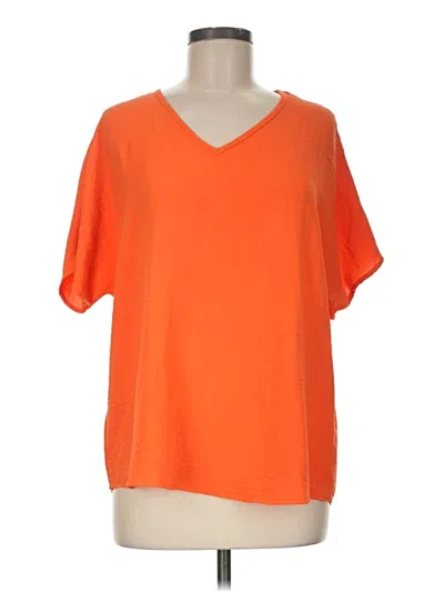 Pre-owned Entro Short Sleeve Top Orange V-neck Tops