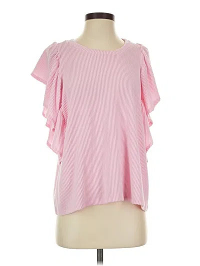 Pre-owned Entro Short Sleeve Top Pink Cold Shoulder Neckline Tops