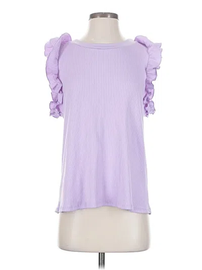 Pre-owned Entro Short Sleeve Top Purple Ruffles Neckline Tops