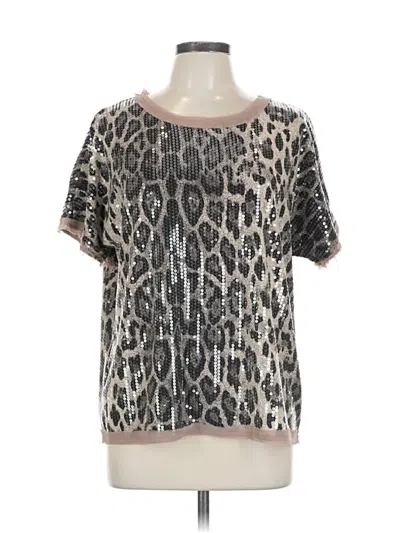Pre-owned Entro Short Sleeve Top Silver Animal Print Pattern Scoop Neck Tops