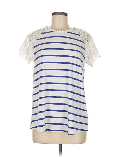 Pre-owned Entro Short Sleeve Top White Ruffles Neckline Tops