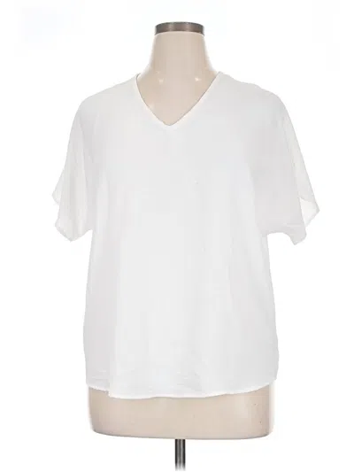 Pre-owned Entro Short Sleeve Top White V-neck Tops