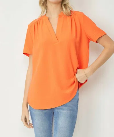 Entro Short Sleeve V-neck Top In Orange