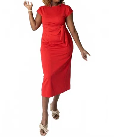 Entro Side Tie Dress In Red
