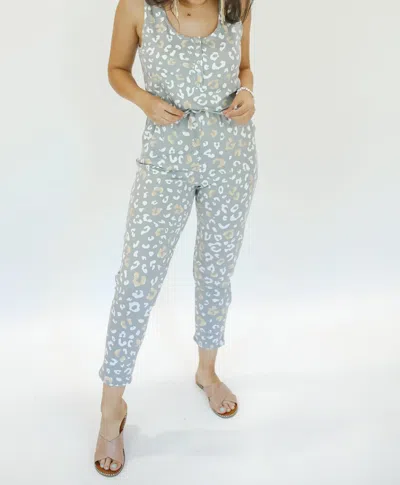 Entro Simply Greater Leopard Jumpsuit In Gray In Grey