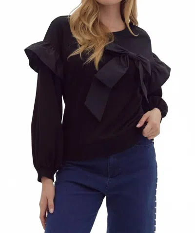 Entro Skylar Bow Long Sleeve Shirt In Black