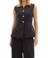 Entro Sleeveless Button-front Peplum Suit In Black In Black