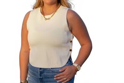 Entro Sleeveless Button Tank In Cream In Gray