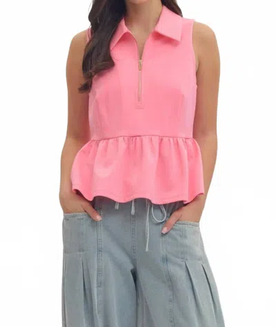 Entro Sleeveless Collared Blouse In Pink