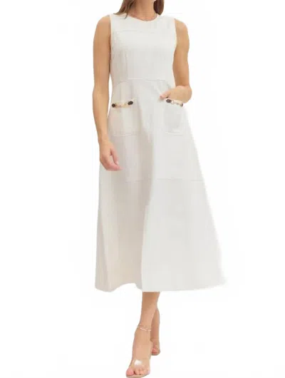 Entro Sleeveless Denim Midi Dress In White