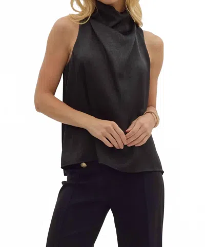 Entro Sleeveless Draped Mock Neck Blouse In Black