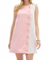 Entro Sleeveless Dress With Button Jacquard In Pink In Pink