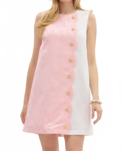 Entro Sleeveless Dress With Button Jacquard In Pink