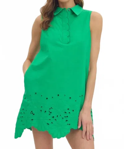 Entro Sleeveless Eyelet Mini Dress In Green