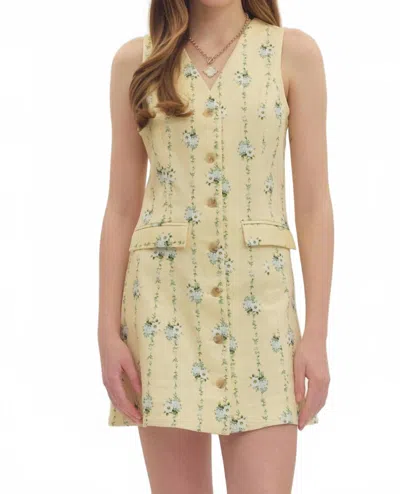 Entro Sleeveless Floral Dress In Lemon Yellow