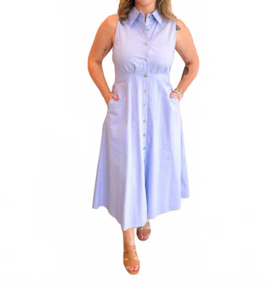 Entro Sleeveless Midi Dress In Chambray In Blue