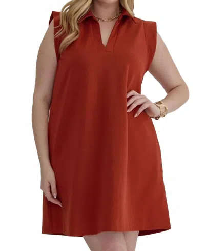 Entro Sleeveless Mini Dress - Plus In Rust In Brown