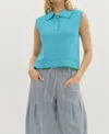 Entro Sleeveless Pullover Top In Blue In Blue