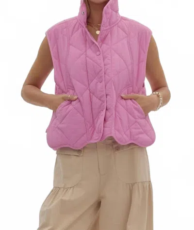 Entro Sleeveless Quilted Vest In Pink