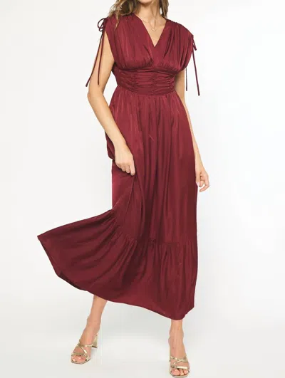 Entro Sleeveless Satin Maxi Dress In Garnet In Multi