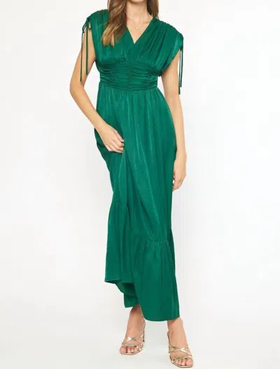 Entro Sleeveless Satin Maxi Dress In Heather Green