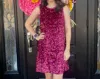 Entro Sleeveless Sequin Dress In Ruby
